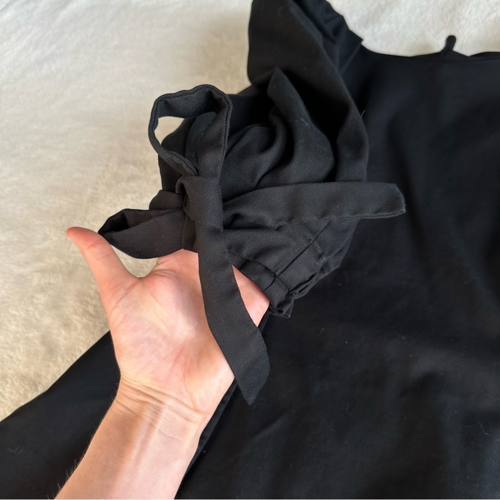 Mother of Pearl Mimi Cotton Blend Black Crewneck Short Sleeve Blouse M (10) - Picture 7 of 12